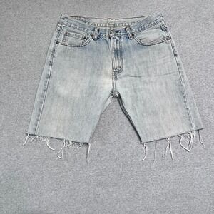 Levis Shorts Mens 33 Blue Bermuda Cutoffs 9" Inseam Straight Grunge Denim